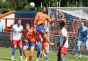 Heads up: Braintree Town's Anderson Pinto watched by Jayden Gipson in action during their friendly against Dagenham and Redbridge. Picture: JON WEAVER