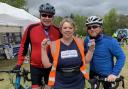 Charity Bikers - Riders Dean Mitchell and Neal Clark with HRCC Community Fundraiser Karen Mitchell