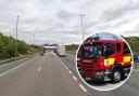 Fire crews are working to free a driver who was trapped in a vehicle following a crash on the M11
