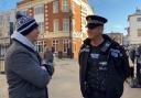 Braintree & Uttlesford District Commander, Chief Inspector Martin Richards, talking to a member of the public in Braintree town centre