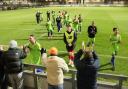 Celebrations: Braintree Town's players celebrate after their 2-0 win at Dartford.