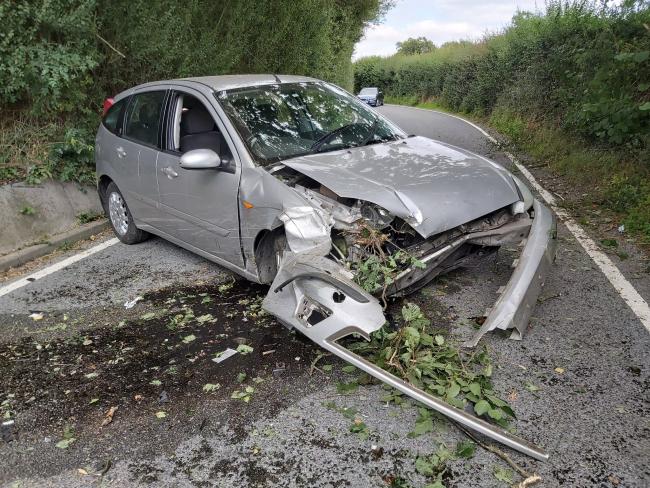 Driver crashes after swerving to avoid deer in Great Leighs. Picture: EssexOSG/Twitter