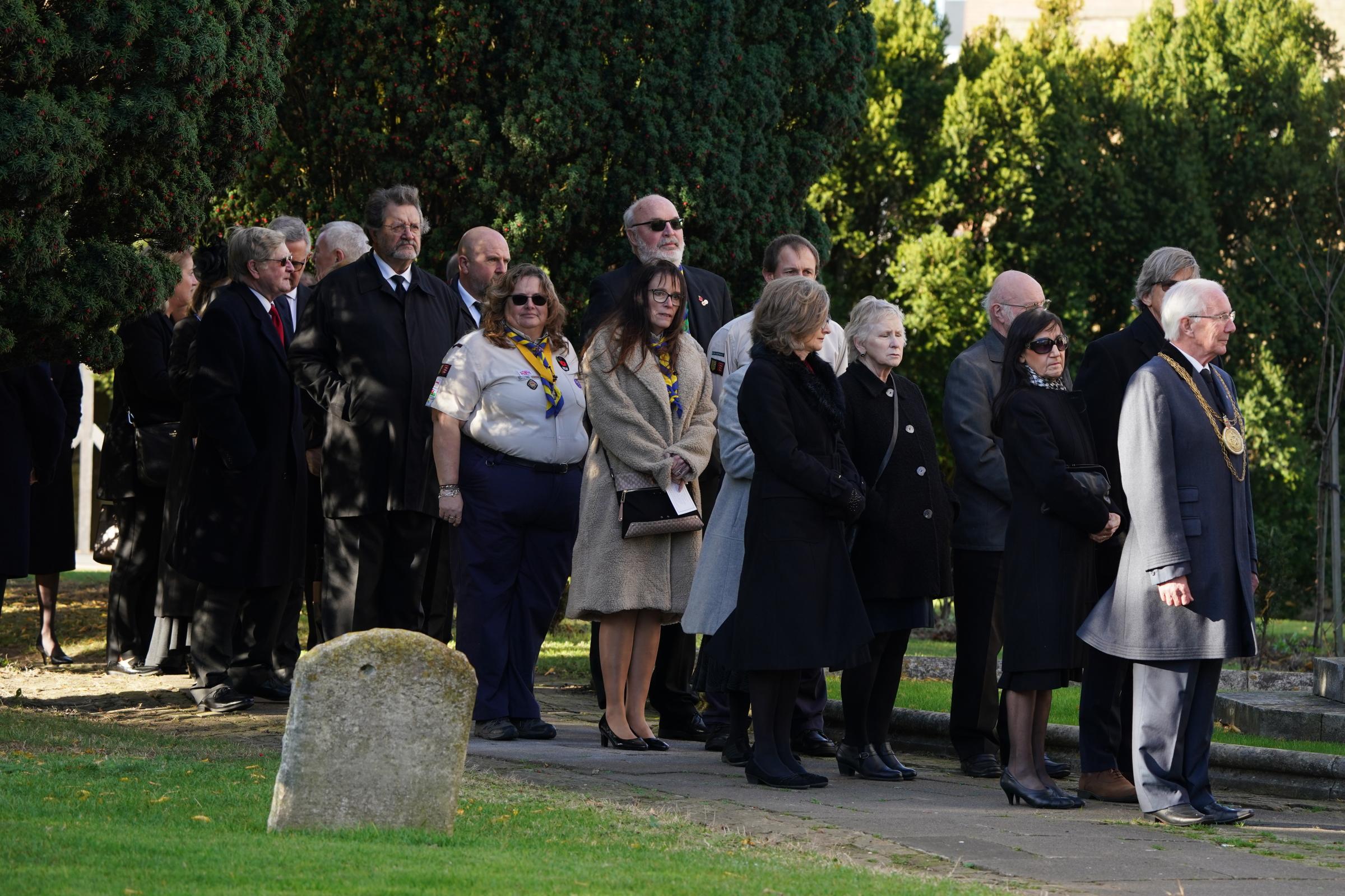 Mourners arrive ahead of the funeral of Sir David Amess at St Marys Church in Prittlewell, Southend. Picture date: Monday November 22, 2021.