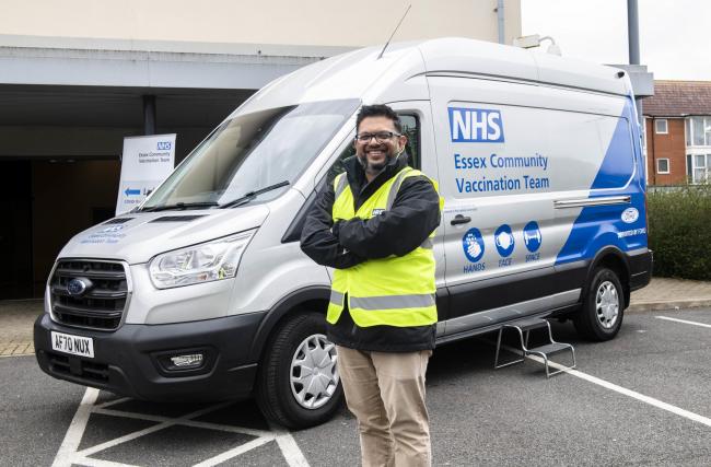 Project Creator - GP Leader Dr Smitesh Patel with the Essex Vax Van (Pic: John Nguyen/PA Wire)