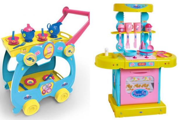 Braintree and Witham Times: Left: Tea set and serving trolley (Lidl) Right: Peppa Pig electronic kitchen (Lidl)