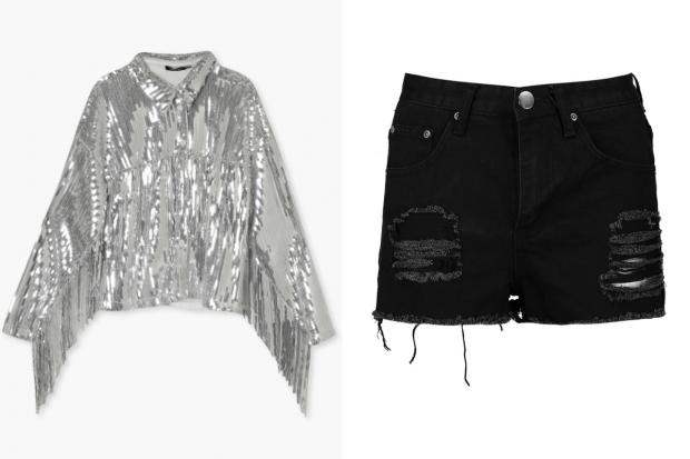 Braintree and Witham Times: (Left) Sequin Fringe Detail Shirt and (right) Petite High Rise Distressed Denim Shorts (Boohoo/Canva)