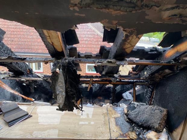 Braintree and Witham Times: The roof of the bungalow was singed in the aftermath