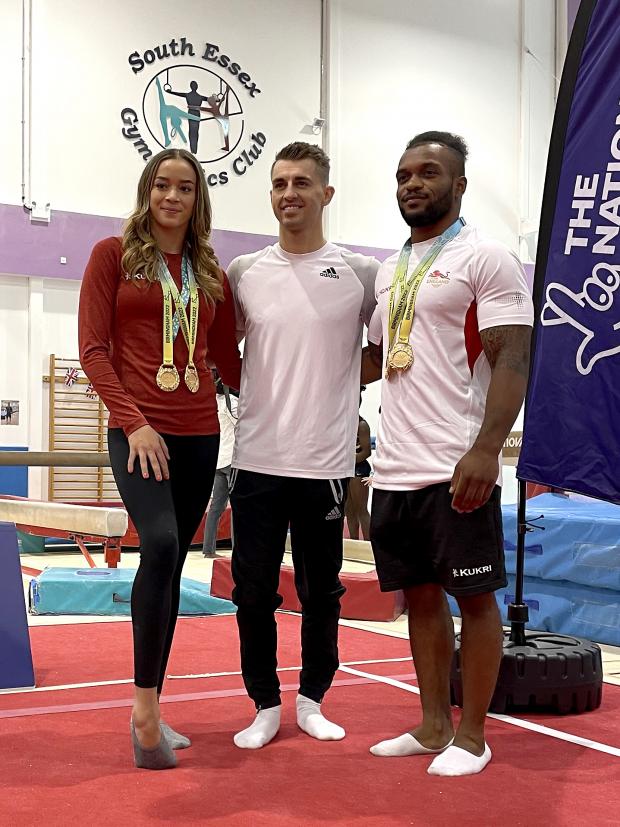 Braintree and Witham Times: Max Whitlock (centre), Georgia-Mae Fenton (left) and Courtney Tulloch at the South Essex Gymnastics Club (PA)