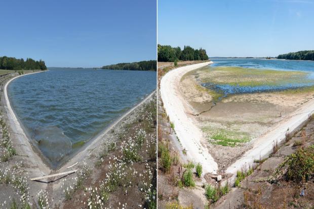 Hanningfield Reservoir - Left 28.05.20 and Right 10.08.22 (Pics. PA)