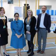 Community Support - Emma Palmer, Chief Executive of Eastlight, with Witham MP Priti Patel, Eastlight resident Michelle Baker, Chair of the Customer Influence Committee and James Green, Community Investment Director at the All In ice cream exhibition in