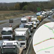 A12 delays after incident involving a lorry causes lane blockage