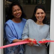 Priti Patel and Ila Ahmed opening the new vegan and organic food store (pic: Stuart Gulleford MCIPR)