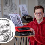 James creates drawings using typewriters, and got one singed by actor Tom Hanks