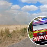 Bakers Lane was closed for about two hours yesterday due to a field fire (pic: Rob Hood)