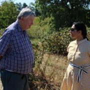 Farming -  Priti Patel, MP for Witham, with blackcurrant grower Giles Coode-Adams during her tour of Feeringbury Manor farm (Stuart Gulleford)