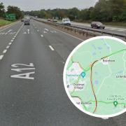 The A12 Colchester-bound has one lane blocked between Junction 19 and Junction 20