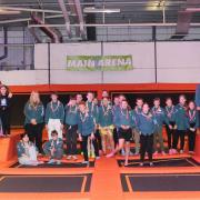 The 1st Silver End Scouts pictured inside the trampoline park after hours