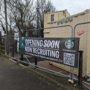 The sign at the site of the old Frankie and Benny's site where the new Starbucks will open