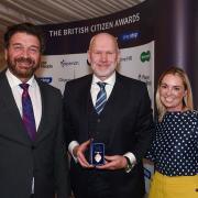 Winner - TV's Nick Knowles with Gary Neill and Katie Procter, of Places for People