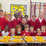 Jamie enjoyed spending time with pupils from the infant and junior school