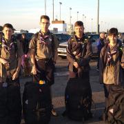 ON THE ROAD: Scouts Edward Grainger, Nicholas Grainger, John Deathe and William Green