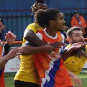 Late show: Aaron Blair scored a dramatic late winner for Braintree Town in their 3-2 victory over Brackley Town.