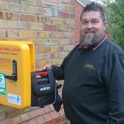Rob Ward helped to fit the defibrillator cabinet