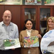 Help needed - Andrew Tokely of Kings Seeds, MP Dame Priti Patel, and  Tracy Palmer, Managing Director of Kings Seeds (Image: PR)