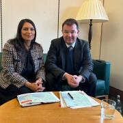 Dame Priti Patel MP and Guy Opperman MP meeting to discuss concerns regarding bus services and provision in Witham