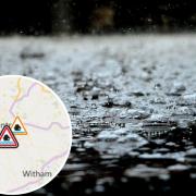 Flooding - An image of heavy rain and the issued flood alert