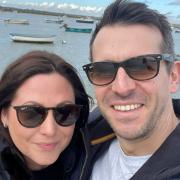 Hero - Mark Ward with his wife Sophie Rose on the jetty in West Mersea moments before the incident