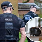 Essex Police officers and (inset) stock image of a VR headset