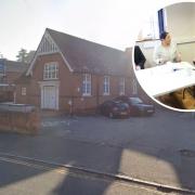 Facility - the Kelvedon & Feering Health Centre and an inset image of Witham MP Dame Priti Patel at a meeting