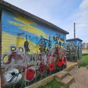 Vandalised - Two of the mural artworks at River Walk