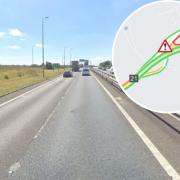 Incident - an image of the A12 northbound and an inset image of the traffic control map