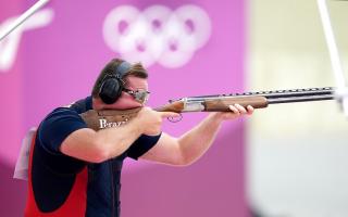 Great Britain's Matt Coward-Holley competes in the Men's Trap Shooting at Asaka Shooting Range on the sixth day of the Tokyo 2020 Olympic Games