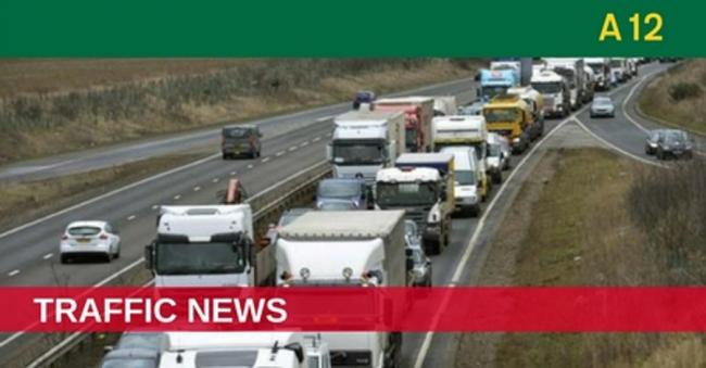Traffic delays after car fire on the A12